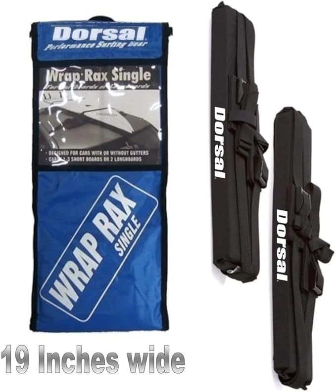DORSAL Universal Soft Roof Rack Pads for Surfboard Kayak SUPs with Car Tie Down Straps and Storage Bag - Pack of 2 Black Polyester
