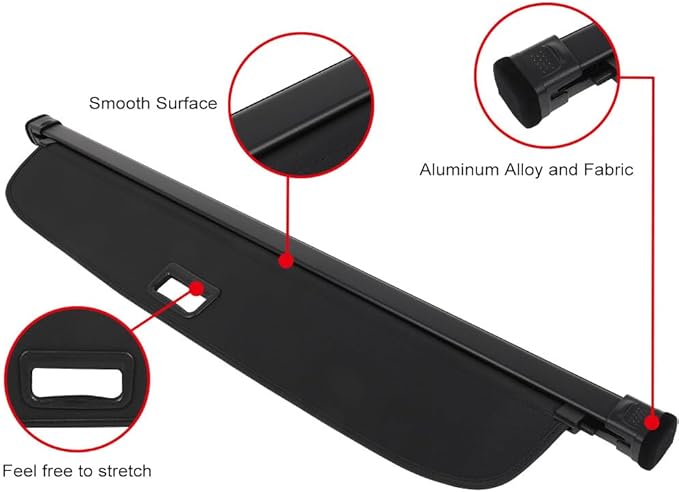 Cargo Cover for 2018-2023 Fit for Volkswagen Tiguan 1.4L 2018-2023 Fit for Volkswagen Tiguan 2.0L Retractable Rear Trunk Cargo Shade Luggage Security Cover Shielding Waterproof
