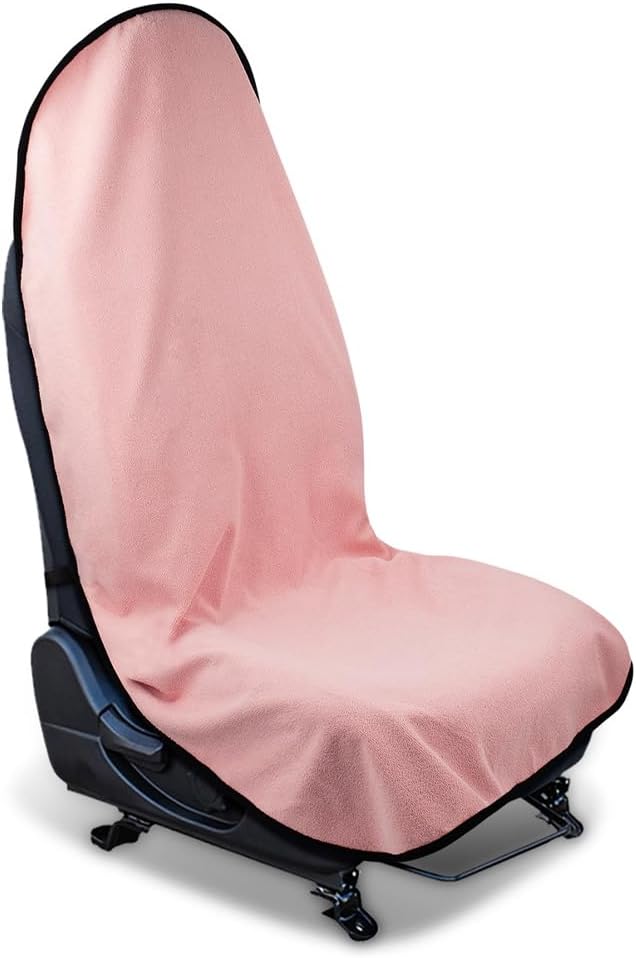 Car Towel Seat Cover, Performance Microfiber Washable Non Slip Vehicle Front Seat Covers, Sweatproof Automotive Interior Chair Protectors, Universal for SUV Automobile Truck (Pink)