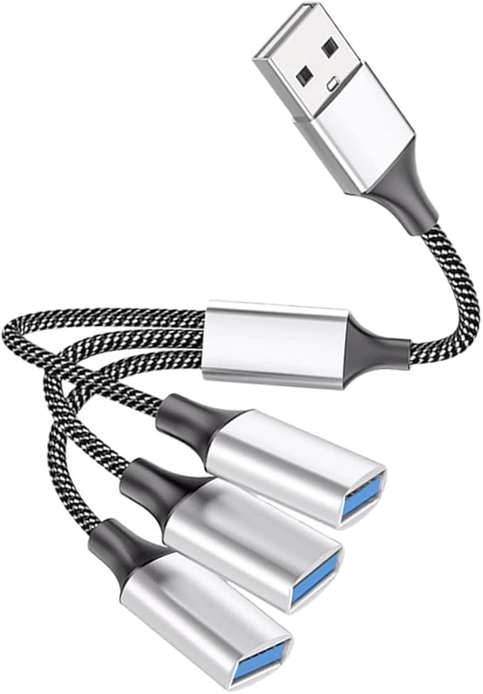 Angoily USB Power Splitter Hub 1 Male to 3 Female Multi-Port USB Cable Splitter for Laptop Car Home