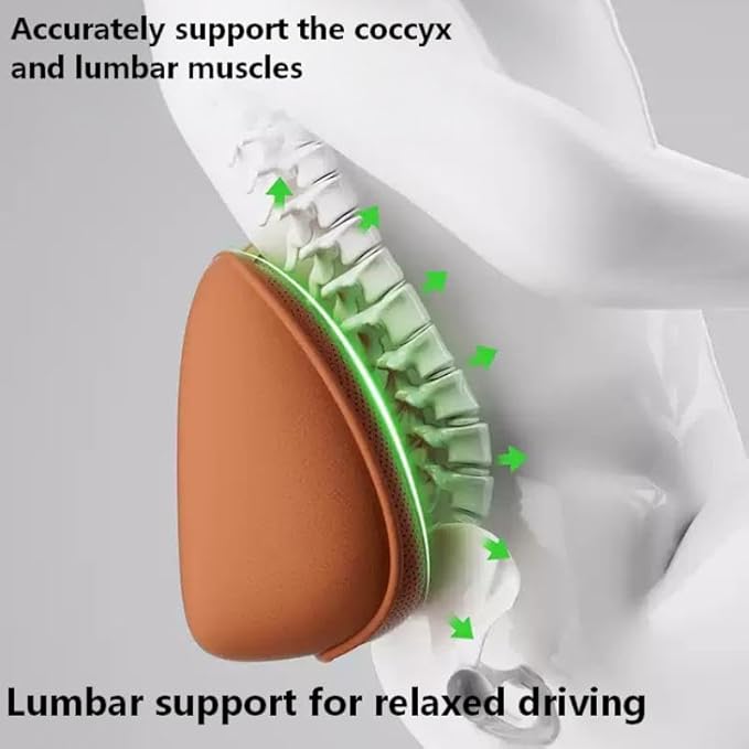 Lumbar Support Pillow for Car, Memory Foam Lumbar Pillow for Lower Back Pain Relief - Back Cushion for Driving, Chair Support for Car-Office Chair, SUV Waist Pillow - Black