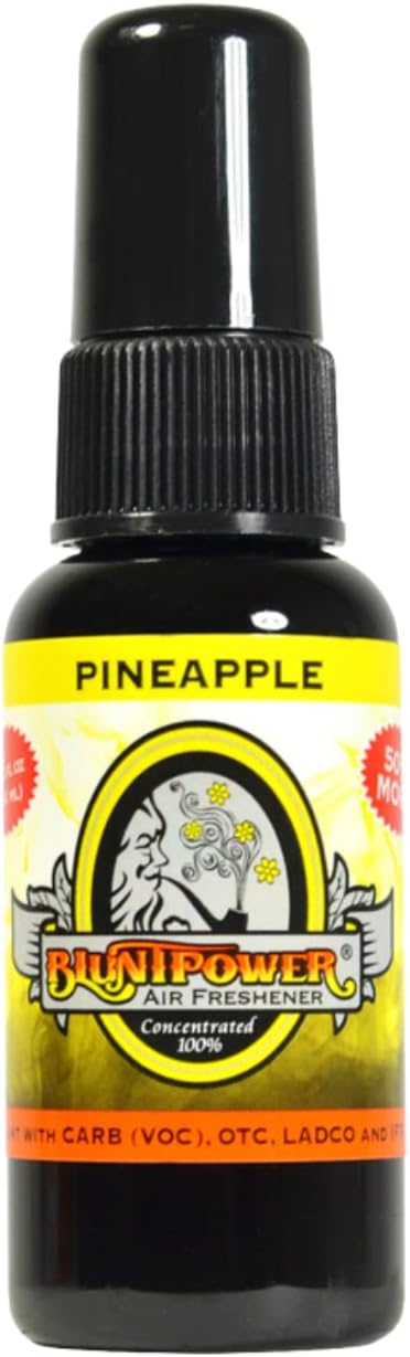 BluntPower (Pineapple, 1 Pack) Concentrated Air Freshener for Room and Car Spray - Oil-Based Diffuser Spray Bottle - Long-Lasting Bathroom Spray, Car Freshener, & Odor Eliminator Spray