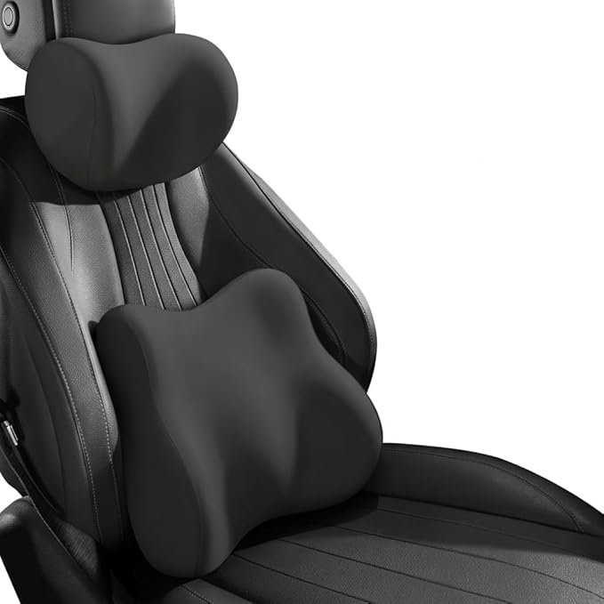 Car Headrest Pillow & Lumbar for BMW 3er Compact (E36) 316g 316i 318tds 318ti 323i 1994-2000, Car Seat Neck Pillow Back Support, Breathable All-Season Automotive Seat Cushions, 2PCS,A Black