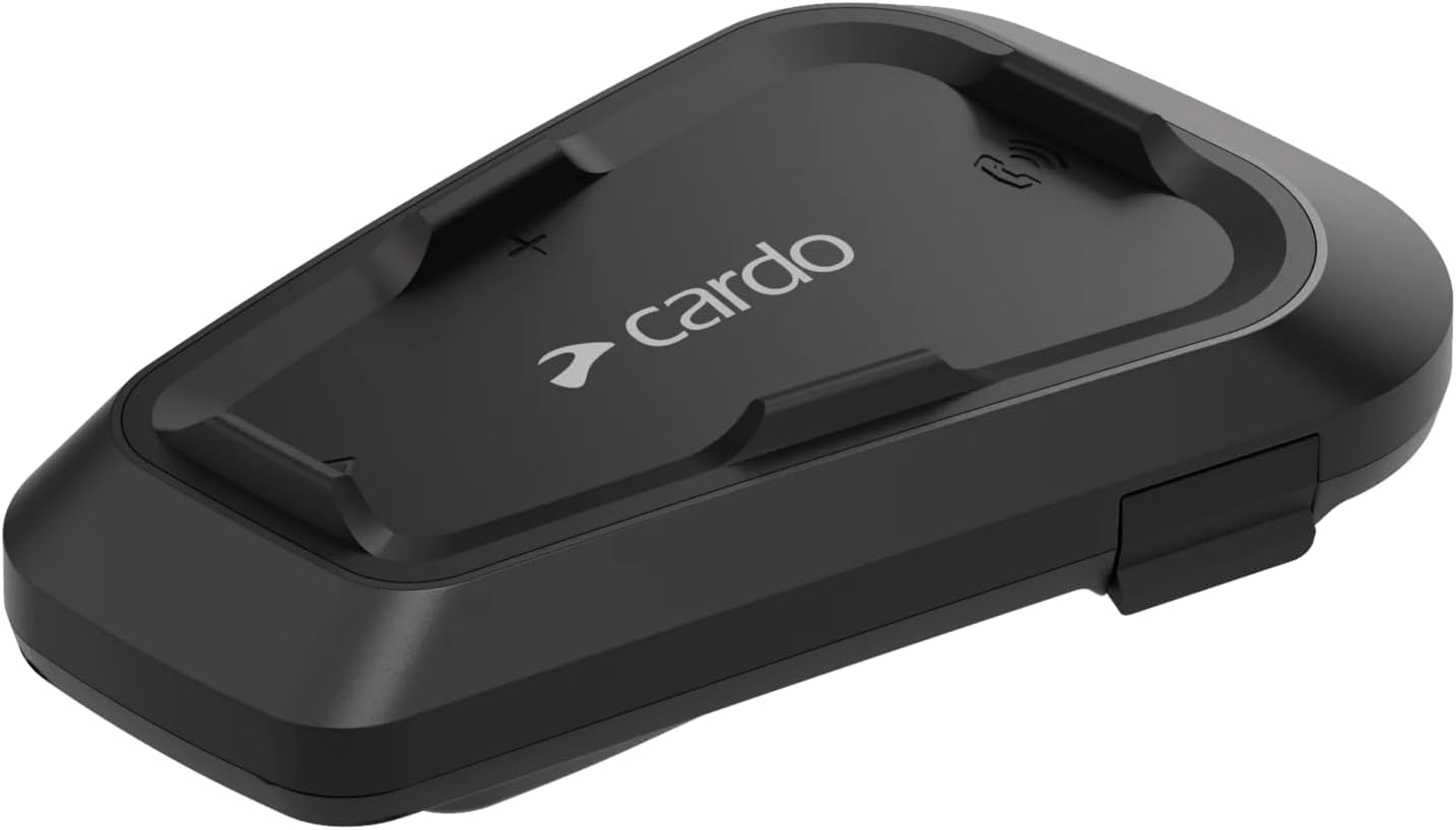 Cardo Systems Spirit Motorcycle Bluetooth Communication Headset, 2-Way Bluetooth, Thin 32mm Speakers, Waterproof, Universal Connectivity - Single Pack