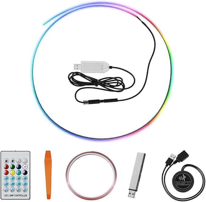 for Tesla Model 3 Y LED Dashboard Ambient Lighting Interior Lights Neon Light Kits 2025 2024 2023 2022 2021 Accessories Accessory RGB Dreamcolor, App & Remote & USB Hub, DC 12V