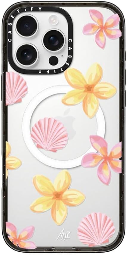 CASETiFY Impact iPhone 16 Pro Max Case [Slim/Compatible with Magsafe / 8.2 ft. 4X Military Grade Drop Protection] - Tropical Holibob - Clear Black