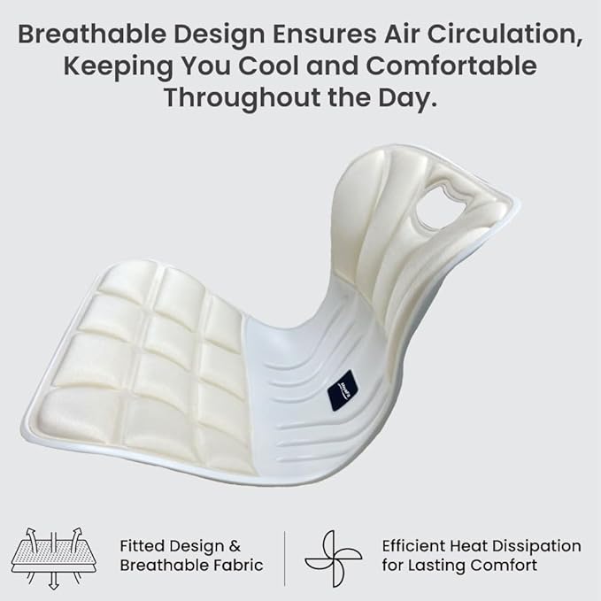 Ergonomic Lumbar Support Cushion, Cream, 460mm x 440mm x 340mm, Large, for Office Chairs & Car Seats, Posture Correction, Pregnancy Comfort,110-300 lbs Capacity
