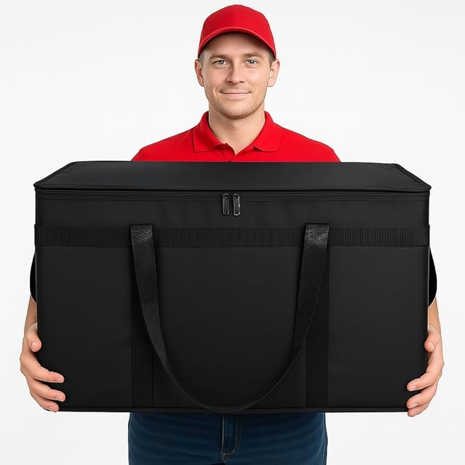 Bodaon Large 2-Pack Insulated Food Delivery Bag With Hard Bottom, XXXL Grocery Shopping/Catering/Bags, Rideshare Delivery Bag, Cold/Hot Styrofoam Carrier for Travel/Car