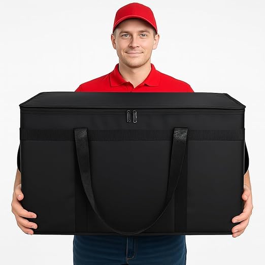 Bodaon Large 3-Pack Insulated Food Delivery Bag with hard bottom, XXXL Catering/Pizza Cooler Bags, Rideshare Delivery Bag, Thermal Cold/Hot Styrofoam Carrier for Travel/Shopping/Car
