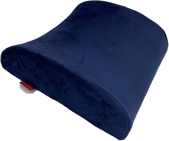 Bookishbunny Comfortable Ergonomic Memory Foam Back Lumbar Support Cushion for Chairs Car Office Home with Removable Soft Velvet Cover (Navy Blue)