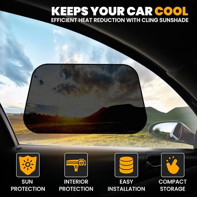 EcoNour Car Side Window Shades for Baby | 4 Pack - Car Window Sun Blocker Shades for Kids | Foldable Cling Window Cover Protects UV & Heat Glare | Window Shade for Privacy | Medium (21"x12")