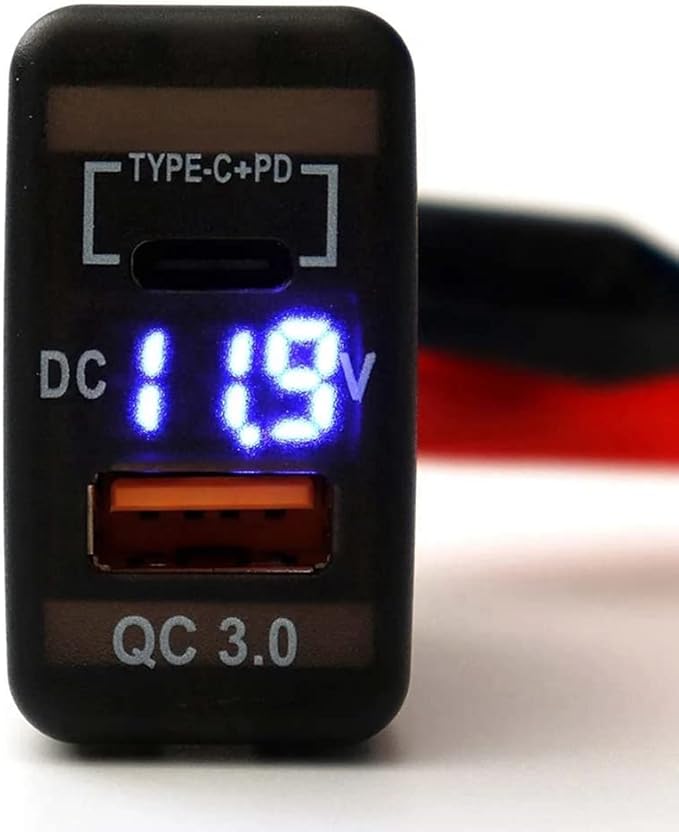 Car Fast Charger Adapter QC3.0 Dual USB Quick Charger Socket with Voltmeter for Cruiser Prado