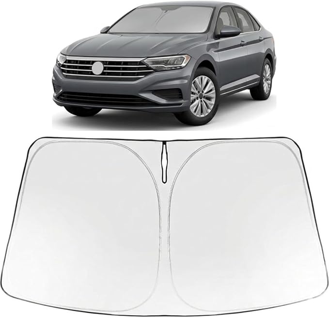 Proadsy Windshield Sun Shade for Jetta 2019-2026 Foldable Front Sunshade Protector Sun Visor Blocks UV Rays Keep Car Cooler Accessories