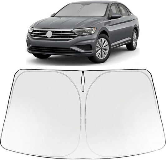 Proadsy Windshield Sun Shade for Jetta 2019-2026 Foldable Front Sunshade Protector Sun Visor Blocks UV Rays Keep Car Cooler Accessories