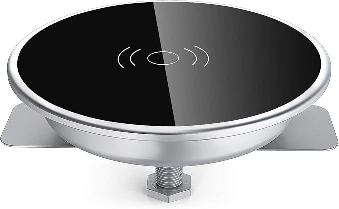Recessed Desk Wireless Charger,15W Fast Flush Mount Qi Charging Pad,Hidden Desk Grommet Charger,Desktop Charging Station for Home/Office,Compatible with iPhone 17/16/15/Samsung/All Qi-Enabled Devices