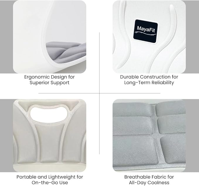 Ergonomic Lumbar Support Cushion, Silver, 460mm x 440mm x 340mm, Large, for Office Chairs & Car Seats, Posture Correction, Pregnancy Comfort,110-300 lbs Capacity