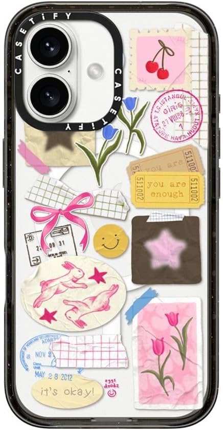 CASETiFY Impact Case for iPhone 16 [Slim / 8.2 ft. 4X Military Grade Drop Protection/Compatible with Magsafe] - You are Stars Collage - Clear Black