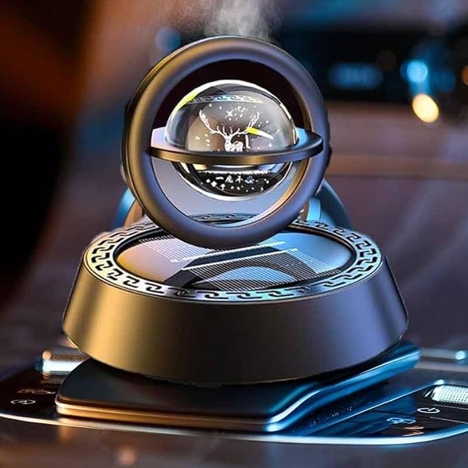 Luxury Solar Aromatherapy Car Air Freshener | Stylish Dashboard Rotating Perfume Diffuser | Plastic Solar-Powered Autorotation Decoration for Car Interior | Eco-Friendly Fragrance Diffuser