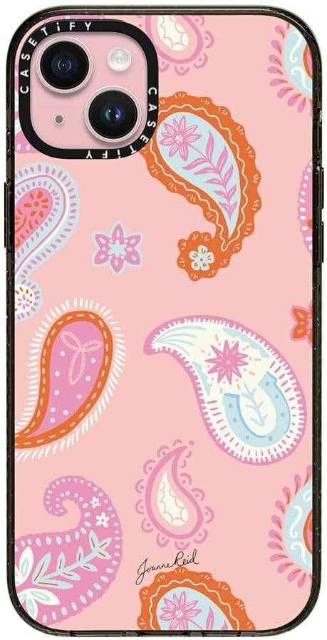 CASETiFY Impact Case for iPhone 15 Plus [8.2ft 4X Military Grade Drop Protection/Compatible with Magsafe] - Cowgirl Paisley Pattern - Clear Black