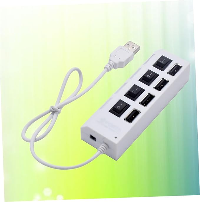 HOMSFOU 2pcs USB Hub Port Independent USB Divider for Easy Device Connectivity Office School Compact Design Built Cable