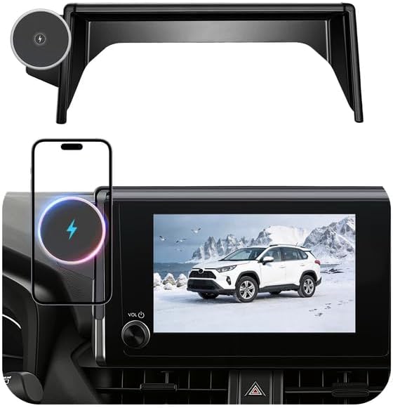 Car Phone Holder for Toyota RAV4 (2019-2024 2025,7/8inch),MagSafe Car Mount Charger,Magnetic Phone Holder,15W Wireless Charging,Screen Phone Holder,360° & Hands Free,2023 RAV-4 Interior Accessories