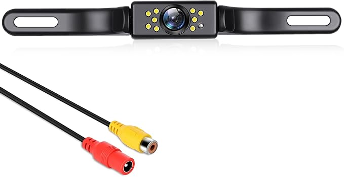GLK Backup Camera, AHD 1080P Rear View License Plate Camera, Night Vision Reverse Camera with 9 LEDs, Wide Angle IP69K Waterproof Rear Camera for 12-24V Car Vehicle SUV RV