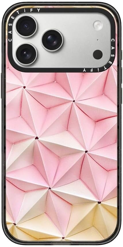 CASETiFY Impact iPhone 17 Pro Max Case [Slim/Compatible with Magsafe / 8.2 ft. 4X Military Grade Drop Protection] - Origami in Pastel Pink - Clear Black