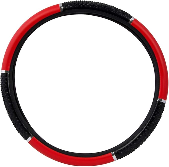 GG Grand General 54046 18 Inches Steering Wheel Cover Red w/Black Hand Grips