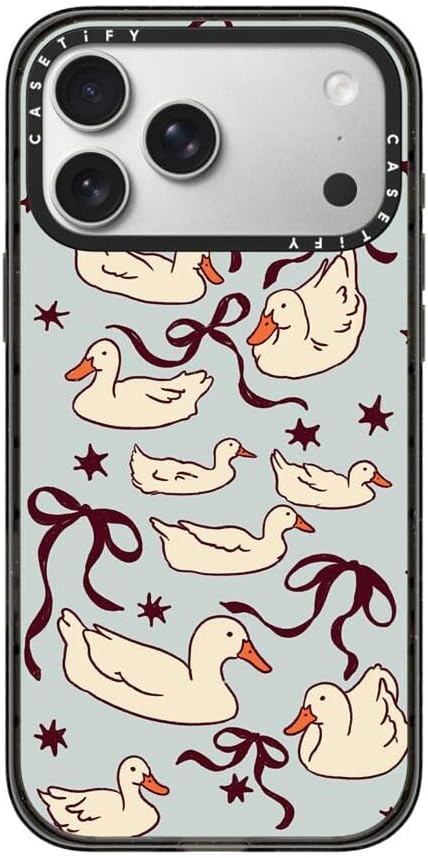CASETiFY Impact iPhone 17 Pro Max Case [Slim/Compatible with Magsafe / 8.2 ft. 4X Military Grade Drop Protection] - Ducks and Bows - Clear Black