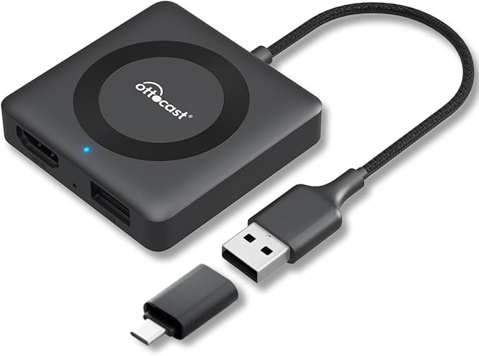 Ottocast Car TV Mate Max - 2025 Fire TV Stick Converter with Wireless CarPlay Android Auto, HD HDMI Car Adapter Cast Video/Game to Car, Works for Wired CarPlay Cars and Most Streaming Devices