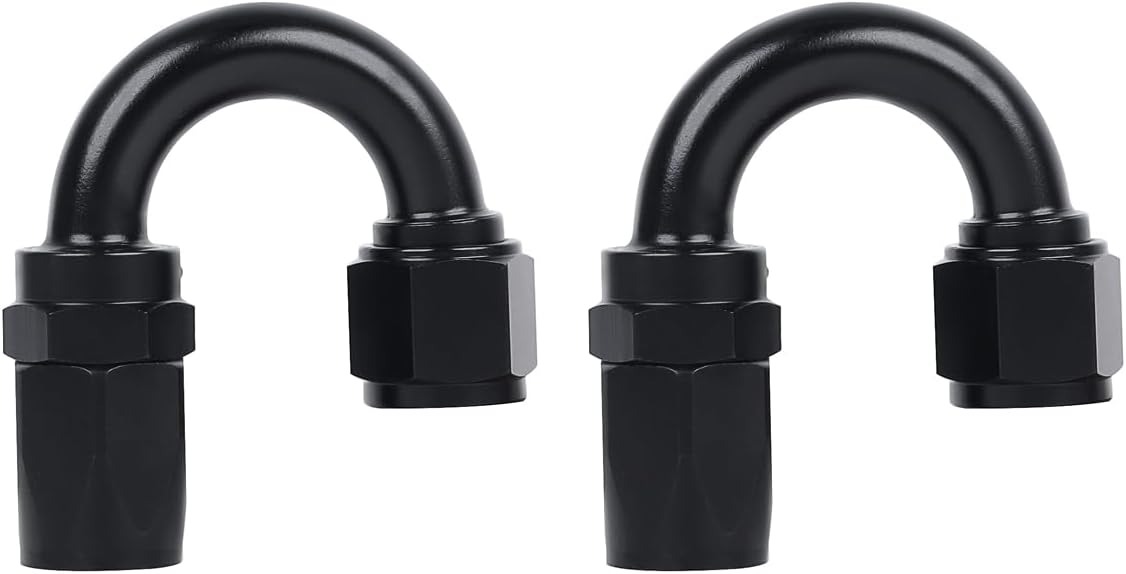 LokoCar 8AN Hose End Fitting 180 Degree Swivel For CPE Braided Hose Black 2Pcs