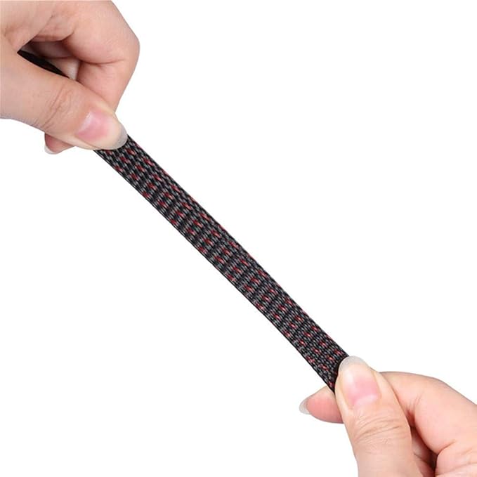 25ft - 1/8 Inch Cable Management Sleeve Protector,Wire Loom PET Expandable Wire Sleeving for Office TV Computer Home Theater Engine Bay Cord Organizer,Protect Cables from Pet Cat Dog Chewing,BlackRed