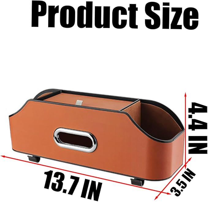 AUCELI Car Seat Back Organizer with Cup Holder and Tissue Box, Headrest Hanging Storage Box with Hooks and Phone Holder, Multi-Function Travel Tray for Kids (Reddish Brown)