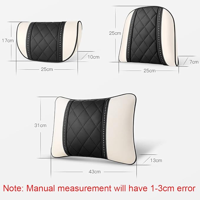 LUNDA Luxury Car Neck Pillow Car Travel Neck Rest Pillows Seat Cushion Support Napa Leather for Mercedes Benz S-Class headrest （Beige）