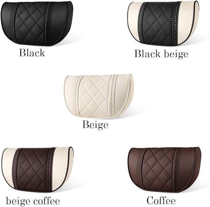 LUNDA Luxury Car Neck Pillow Car Travel Neck Rest Pillows Seat Cushion Support Napa Leather for Mercedes Benz S-Class headrest （Beige）