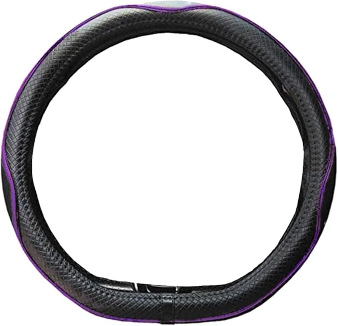 Mayco Bell Flat Bottom Steering Wheel Cover Anti-Slip,Safety,Soft,Breathable,Durable,Full Surround,Comfortable Grip Microfiber Leather (D Shape, Black Purple)
