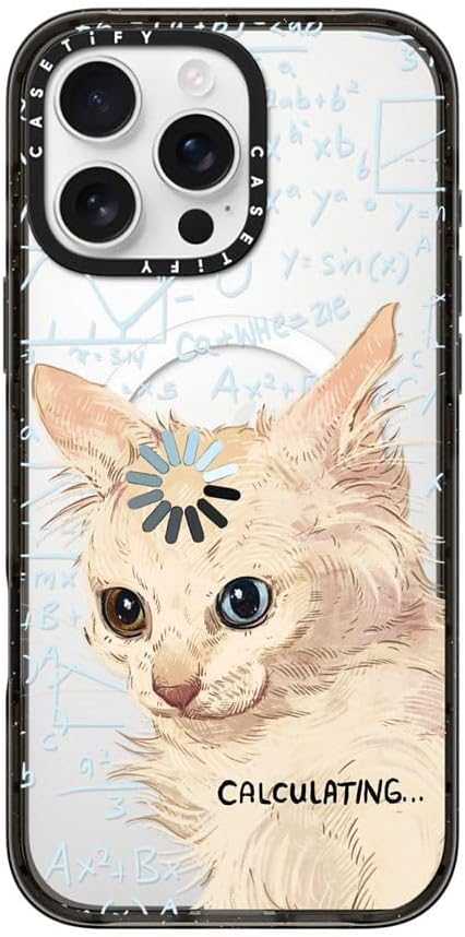 CASETiFY Impact Case for iPhone 16 Pro Max [Slim / 8.2 ft. 4X Military Grade Drop Protection/Compatible with Magsafe] - Calculating... - Clear Black