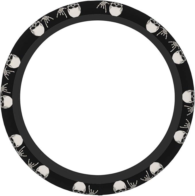 Rock and Roll Skull Steering Wheel Cover Men, Comfortable Elastic Steering Car Wheel Cover Fit 15 inches Universal Accessories Suvs Trucks Decor