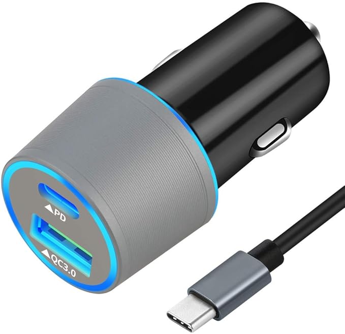 45W Fast USB C Car Charger for Google Pixel 10/10 Pro/10 Pro XL/9/9a/8/7, Galaxy S26+/S25 Ultra, Looptimo Android Phone Plug PD & QC3.0 Cigarette Lighter Adapter with Rapid Charging 3.3ft Type C Cable