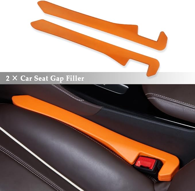 IHOTDER Super Flexible Car Seat Gap Filler,Durable Car Organizer Between Seats for Tightly Filling Seat Gaps,Universal CCar Side Seat Gap Filler CCar Accessories for Women & Men (Orange/2PCS)…