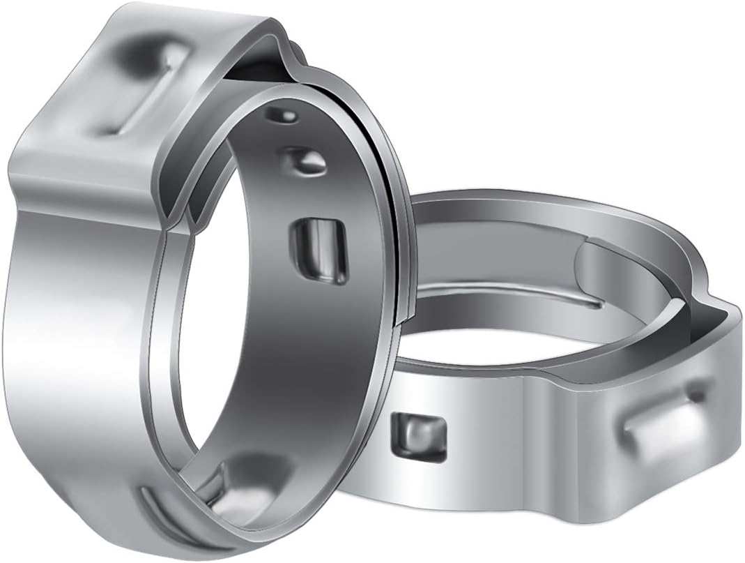 LOKMAN 50 Pack 3/8 Inch PEX Cinch Clamps, Stainless Steel Cinch Crimp Rings Pinch Clamps for PEX Tubing Pipe Fitting Connections(3/8 In)