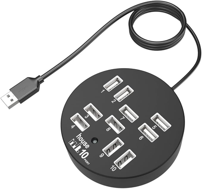 Generic Port USB Hub Splitter USB Expander with Multiple Ports High-Speed Connection for Laptop Keyboard Mouse and External Drives Black Design