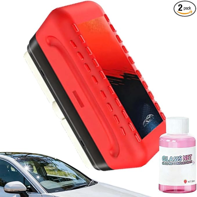 Automotive Oil Film Cleaning Brush, 2025 Upgraded Car Windshield Glass Cleaner for Car Windows, Glass Oil Film Remover Cleaning Board, Anti-Rain Fog, Improves Clarity (1 Set)