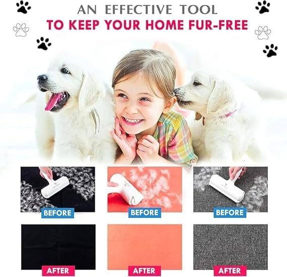 Pet Hair Remover Roller for Dog Hair and Cat Hair – Self-Cleaning Lint Roller for Furniture, Couch, Carpet, Clothing, Bedding and Car Seats – Reusable, Durable, Portable Fur Removal Tool