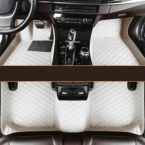 Custom Making Car Floor Mats Compatible for 2000-2025 All Mode Sedan SUV Sports Car Full Coverage Cute Pads Protection Non-Slip Leather Floor Liners (White)