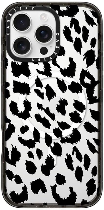 CASETiFY Impact Case for iPhone 16 Pro Max [8.2ft 4X Military Grade Drop Protection/Compatible with Magsafe] - Lacie Leopard - Clear Black