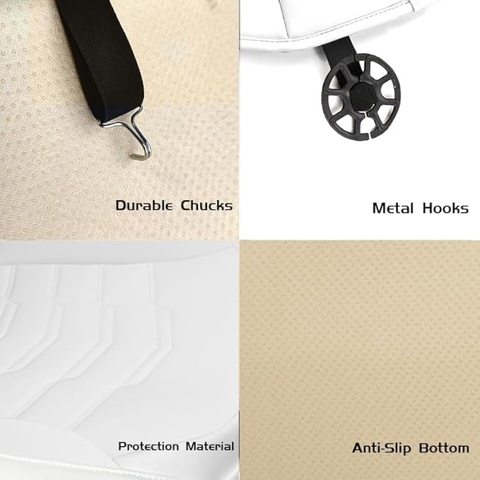 2PCS Car Seat Cover Nappa Leather Front for Tesla Model Y&3 2020-2024 Car Seat Bottom Protector, Original White Color Heavy Duty Seat Cushion Protector Without Backrest (White)
