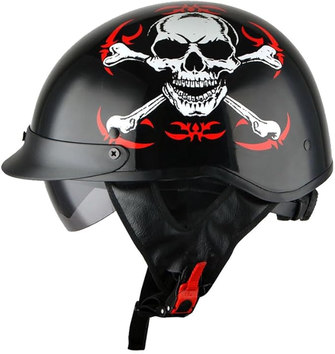 1Storm Motorcycle Half Face Helmet Mopeds Scooter Pilot with Retractable Inner Smoked Visor