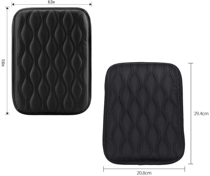 Auto Center Console Cover, Console Cover Armrest Pads, PU Leather Car Armrest Seat Box Pad Cushion Protector Universal Fit (Black)