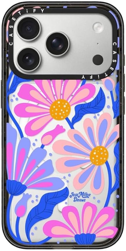 CASETiFY Impact iPhone 17 Pro Case [Slim/Compatible with Magsafe / 8.2 ft. 4X Military Grade Drop Protection] - Mystic Daisy - Clear Black